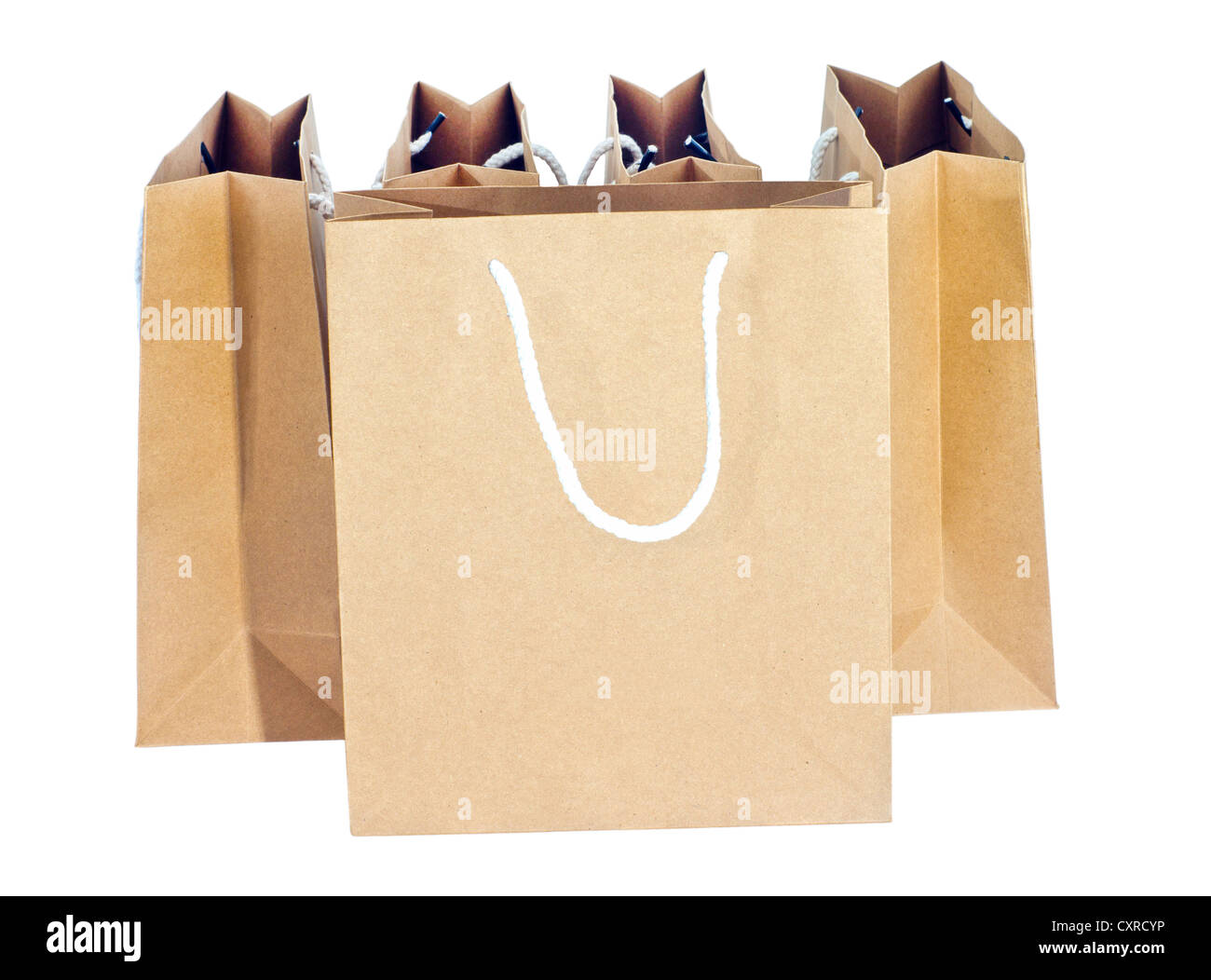 Brown paper shopping bag and with white background Stock Photo