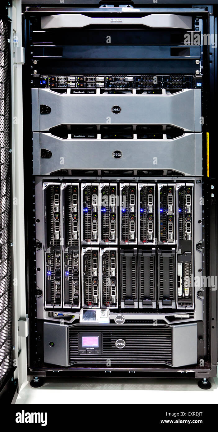 Server, data archive produced by Dell, a computer technology corporation, CeBIT international computer expo, Hannover Stock Photo