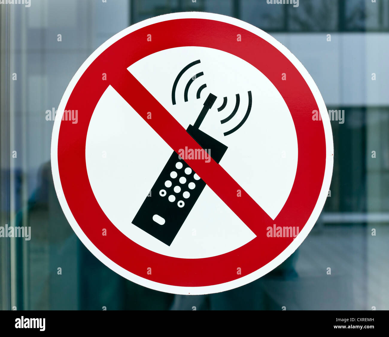 No mobile phones, prohibition sigh, mobile phone crossed out Stock