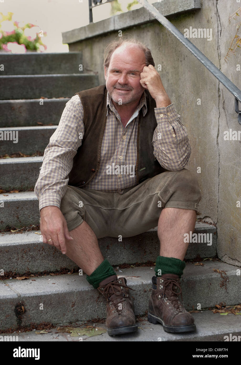 ActorAugust Schmoelzer at a photo call, filming the TV movie 'Die Landaerztin' or The Country Doctor in , Upper Austria, Austria Stock Photo