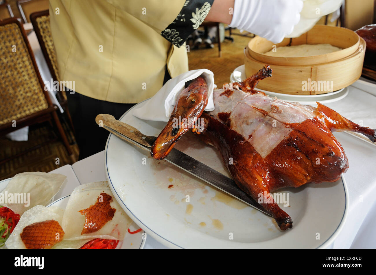 Beijing roast duck is being served at the InterContinental Hotel, Tsim Sha Tsui, Hong Kong, China, Asia Stock Photo