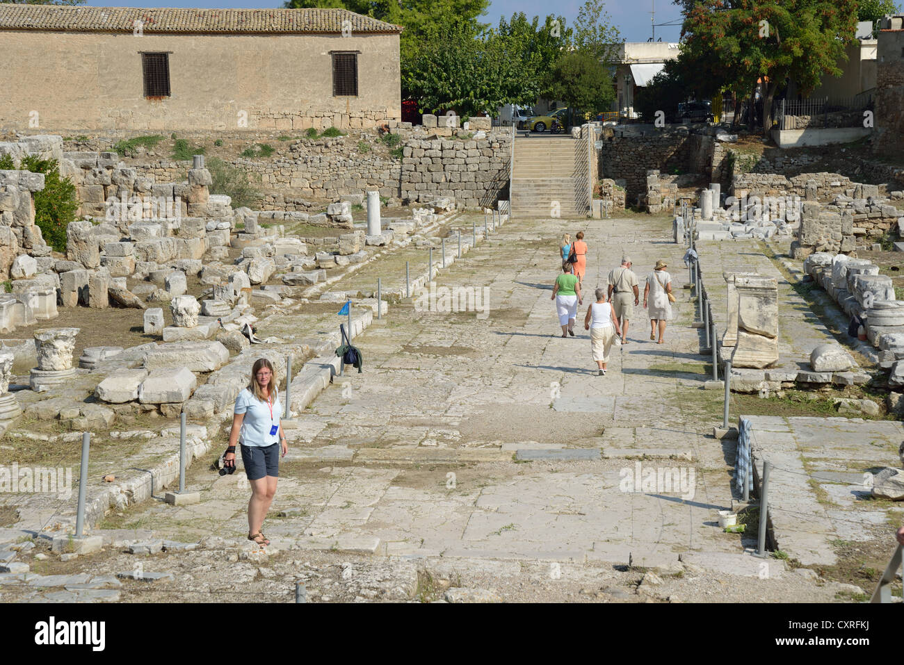 Lechaion Way, Ancient Corinth, Corinth Municipality, Peloponnese region, Greece Stock Photo