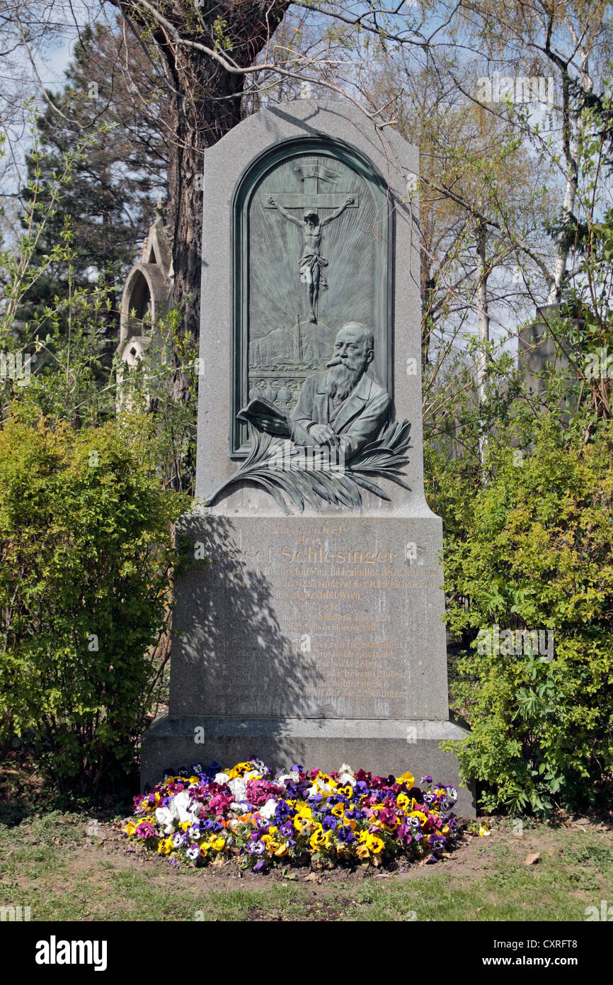 The grave of the Austrian politician Josef Schlesinger in the Zentralfriedhof cemetery, Vienna, Austria. Stock Photo