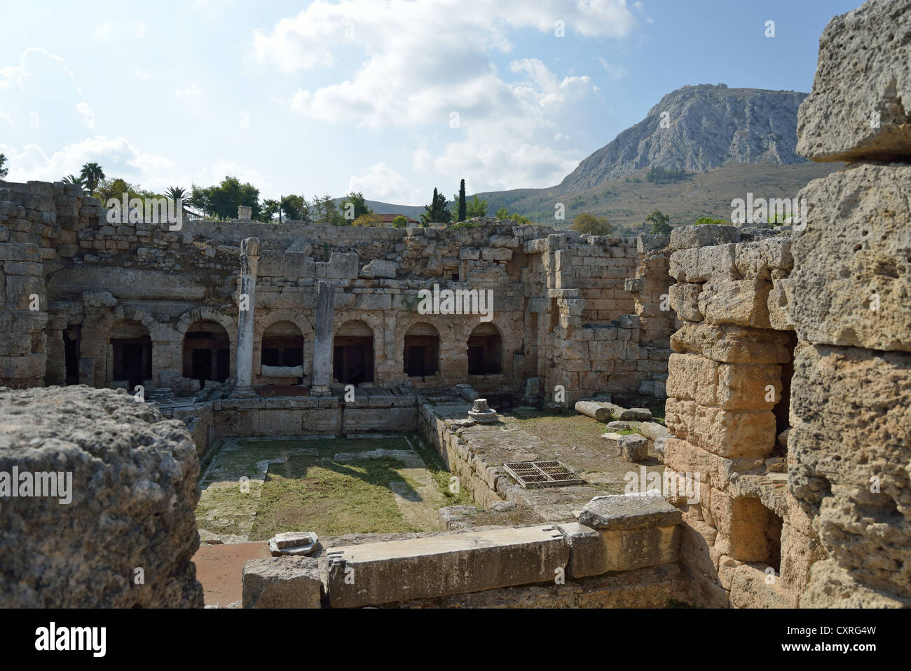 Fountain of Peirene, ancient Corinth, Corinth Municipality, Peloponnese region, Greece Stock Photo
