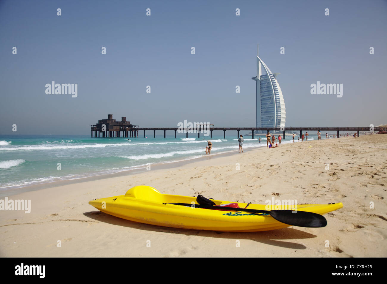 Jumeirah Beach, Burj Al Arab luxury hotel, Dubai, United Arab Emirates, Middle East, Asia Stock Photo