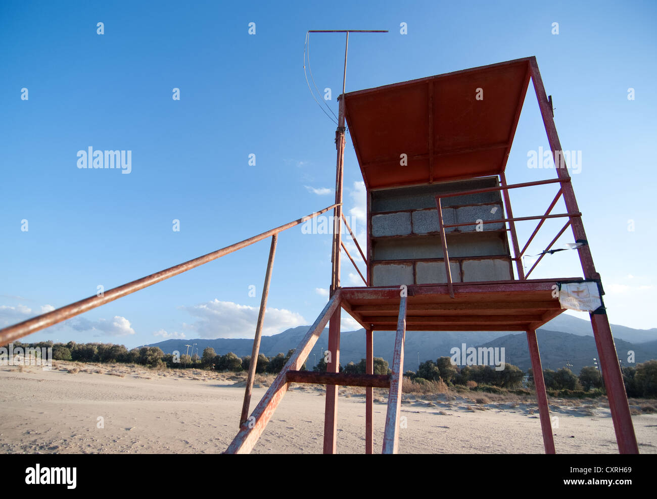 a lifeguards look out post Geogioupolis beach Crete Stock Photo