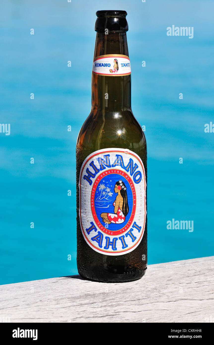 Hinano Tahiti, local beer, beer bottle, Bora Bora, Leeward Islands