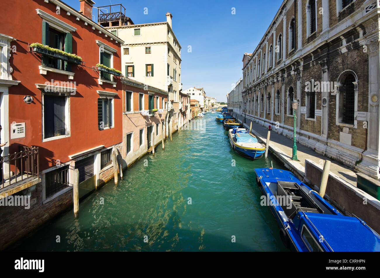 Buildings along a canal, Venice, Venezia, Veneto, Italy, Europe Stock Photo