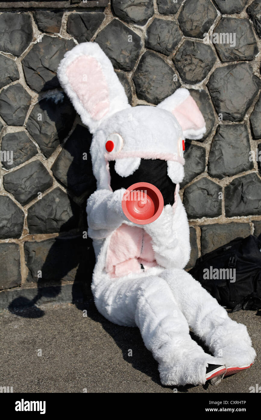 Cosplayer dressed as a stuffed bunny, Japan Day, Duesseldorf, North Rhine-Westphalia, Germany, Europe Stock Photo