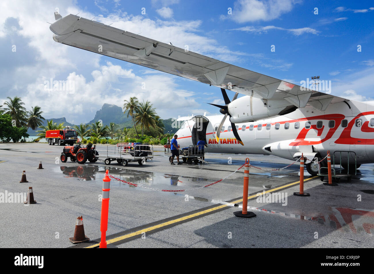 Air Tahiti, Bora Bora Airport, Leeward Islands, Society Islands, French Polynesia, Pacific Ocean Air Tahiti, Bora Bora Airport, Leeward Islands, Society Islands, French Polynesia, Pacific Ocean