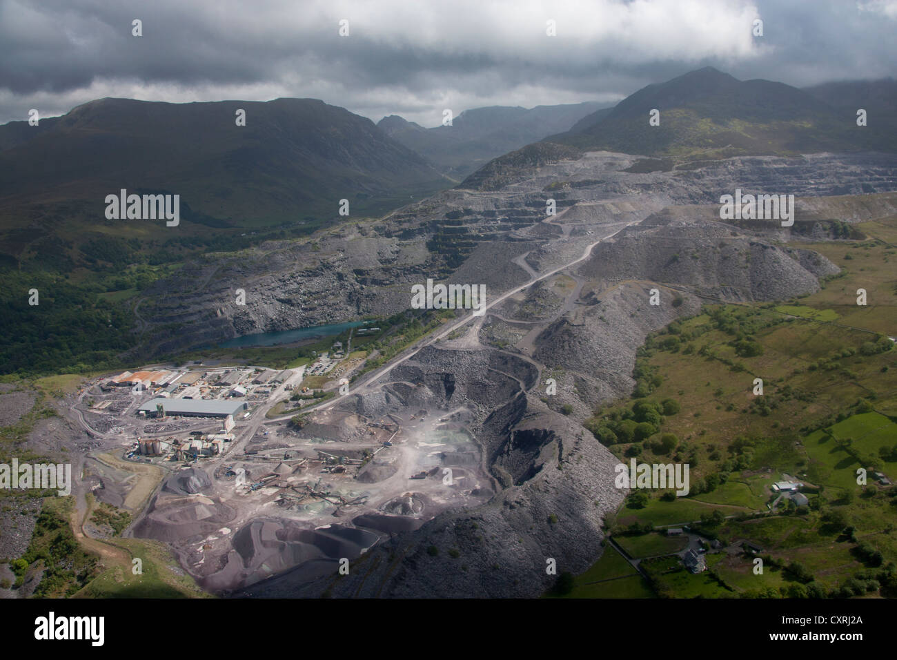Aerial view of Penrhyn Slate Quarry Bethesda Gwynedd North Wales UK Stock Photo