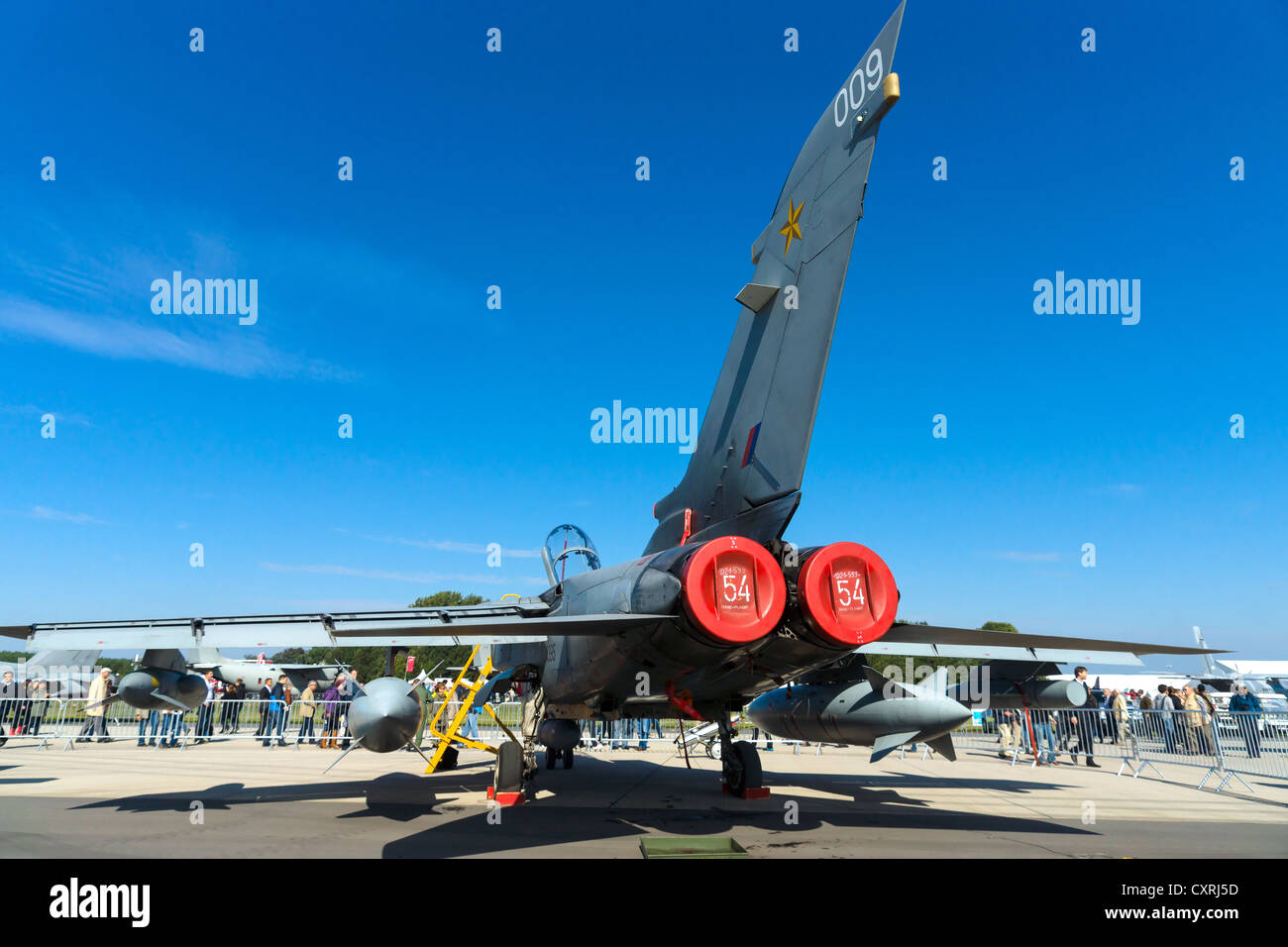 Panavia Tornado GR4 is a family of twin-engine, variable-sweep wing combat aircraft (rear view) Stock Photo