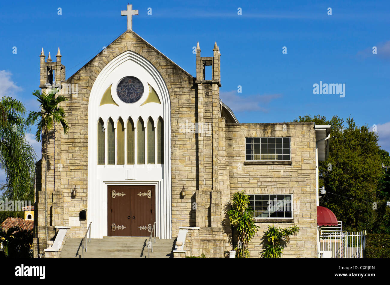 Bay Shore Lutheran Church on Biscayne Boulevard, Miami, Florida, USA Stock Photo