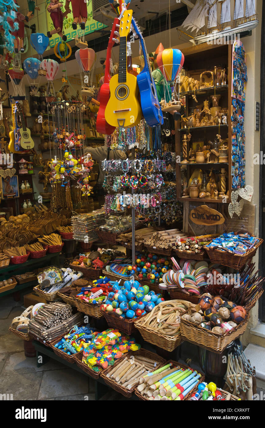 Souvenirs in Corfu Town, Kerkyra, Corfu, Ionian Islands, Greece, Europe Stock Photo