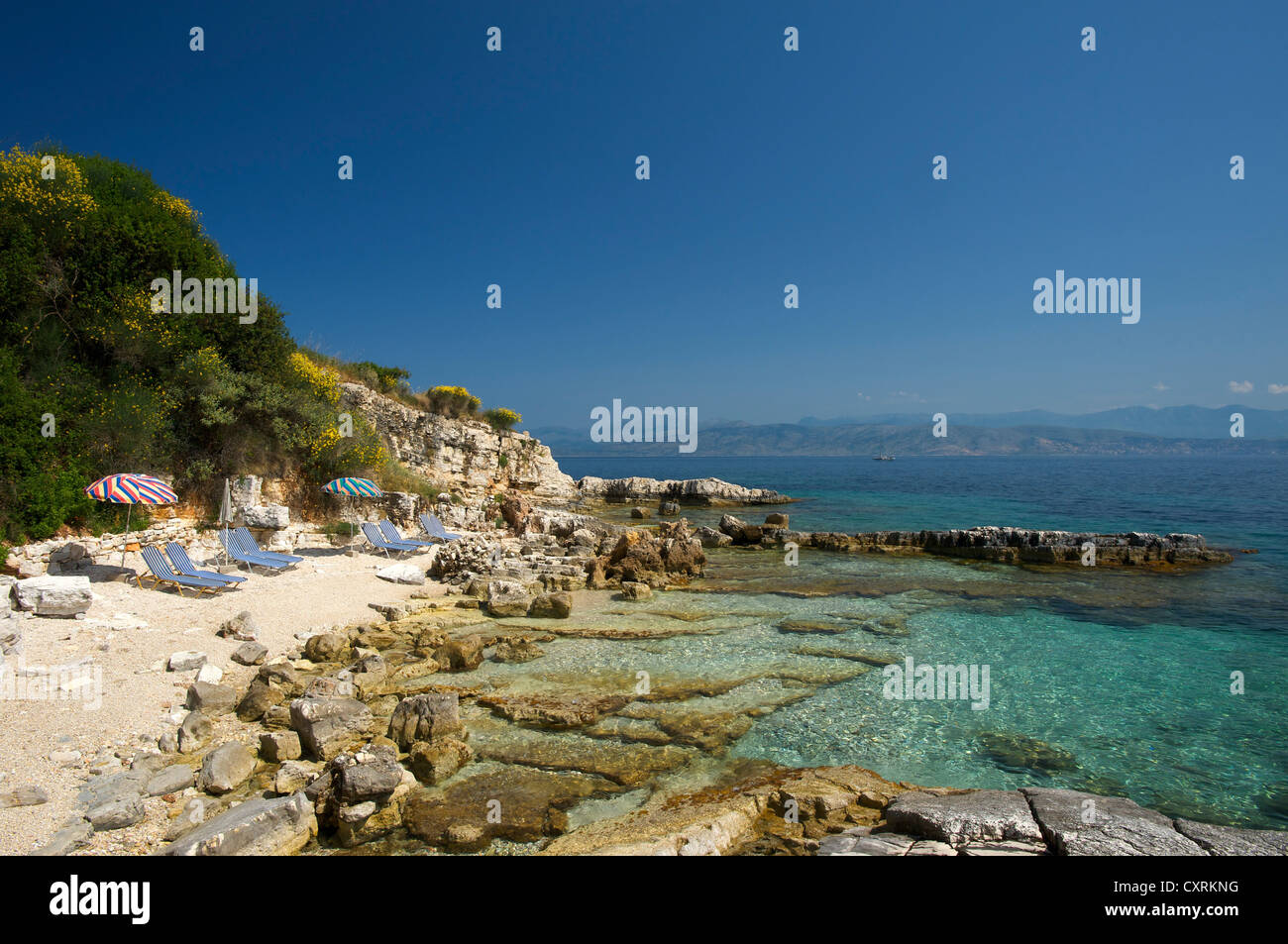 Beach of Kassiopi, Corfu, Ionian Islands, Greece, Europe Stock Photo