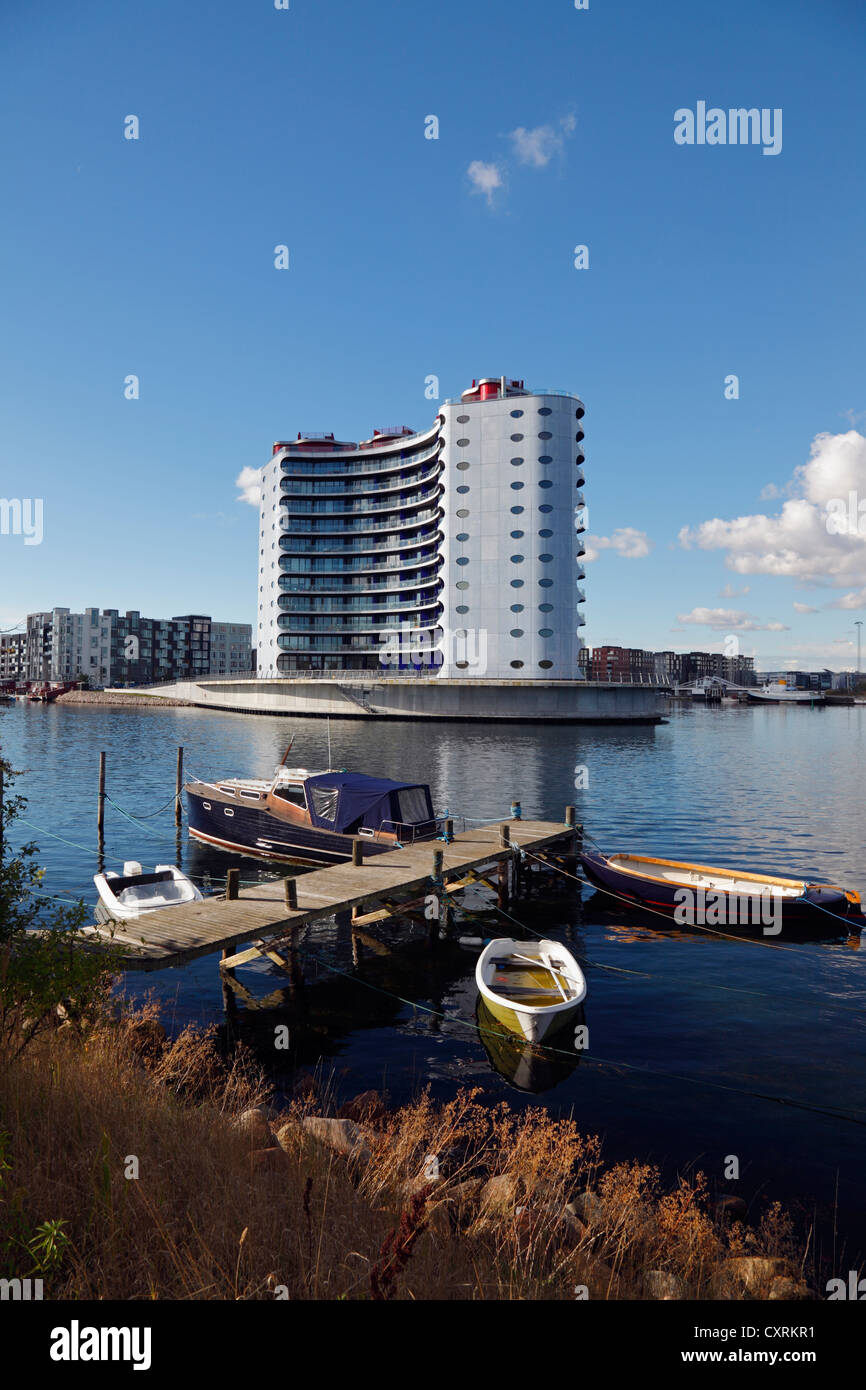 The Metropolis building on Sluseholmen, Sydhavnen, Copenhagen South Harbour, Denmark, city renewal in a former brownfield area. Stock Photo