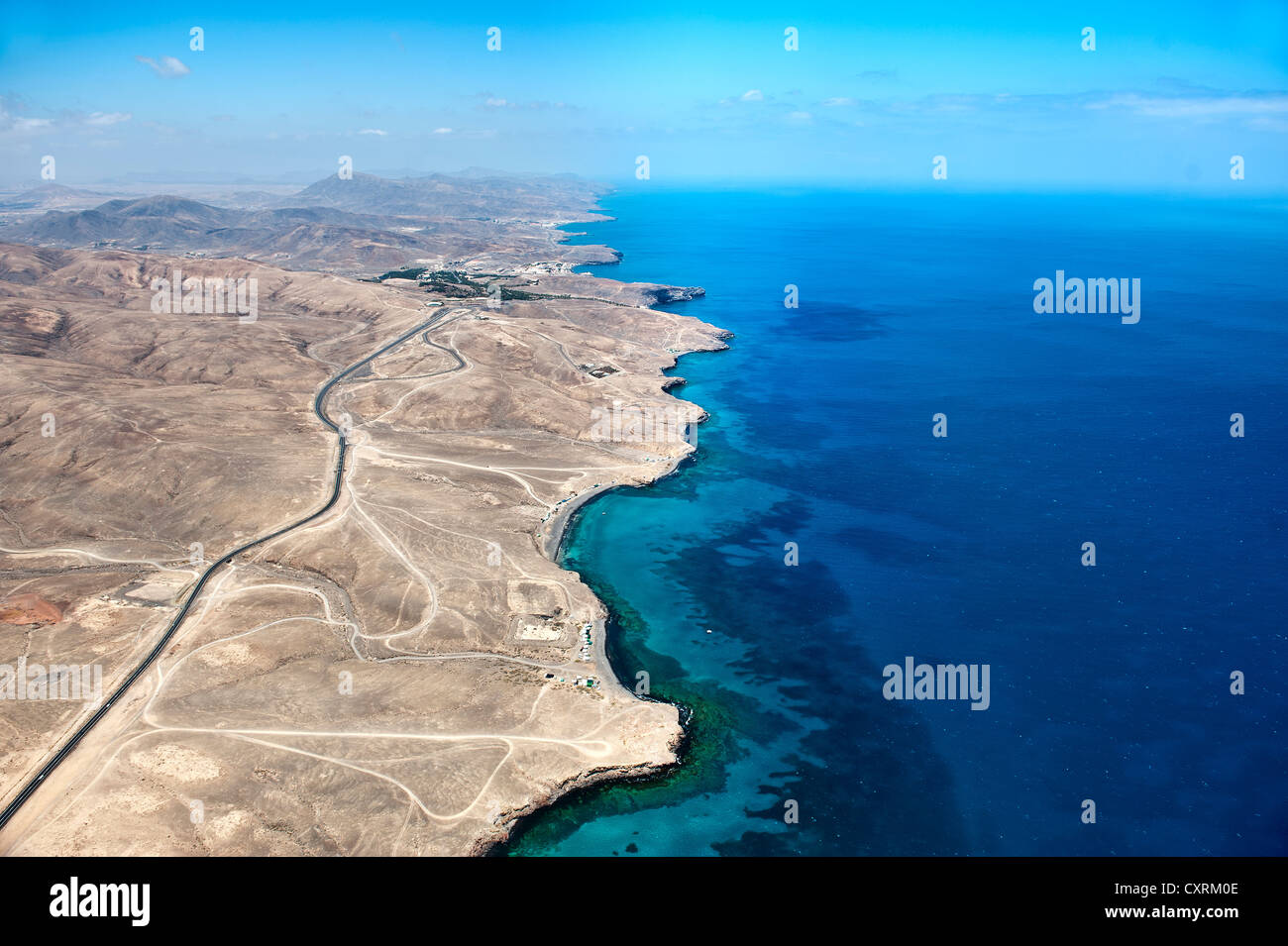 Aerial view of Fuerteventura, Canary Islands, Spain, Europe Stock Photo