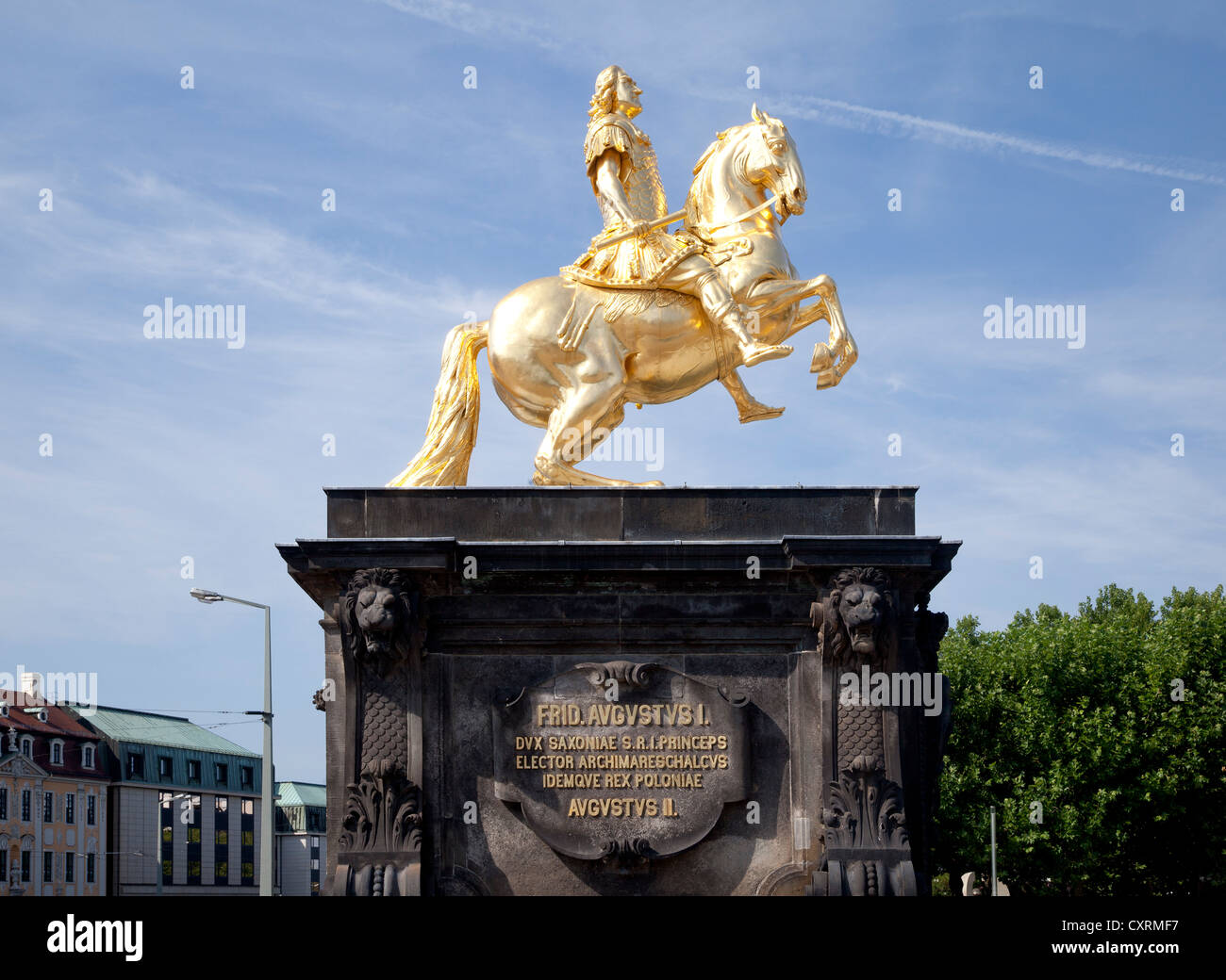 Equestrian statue of Augustus II the Strong, Neustadt, Dresden, Saxony, Germany, Europe, PublicGround Stock Photo