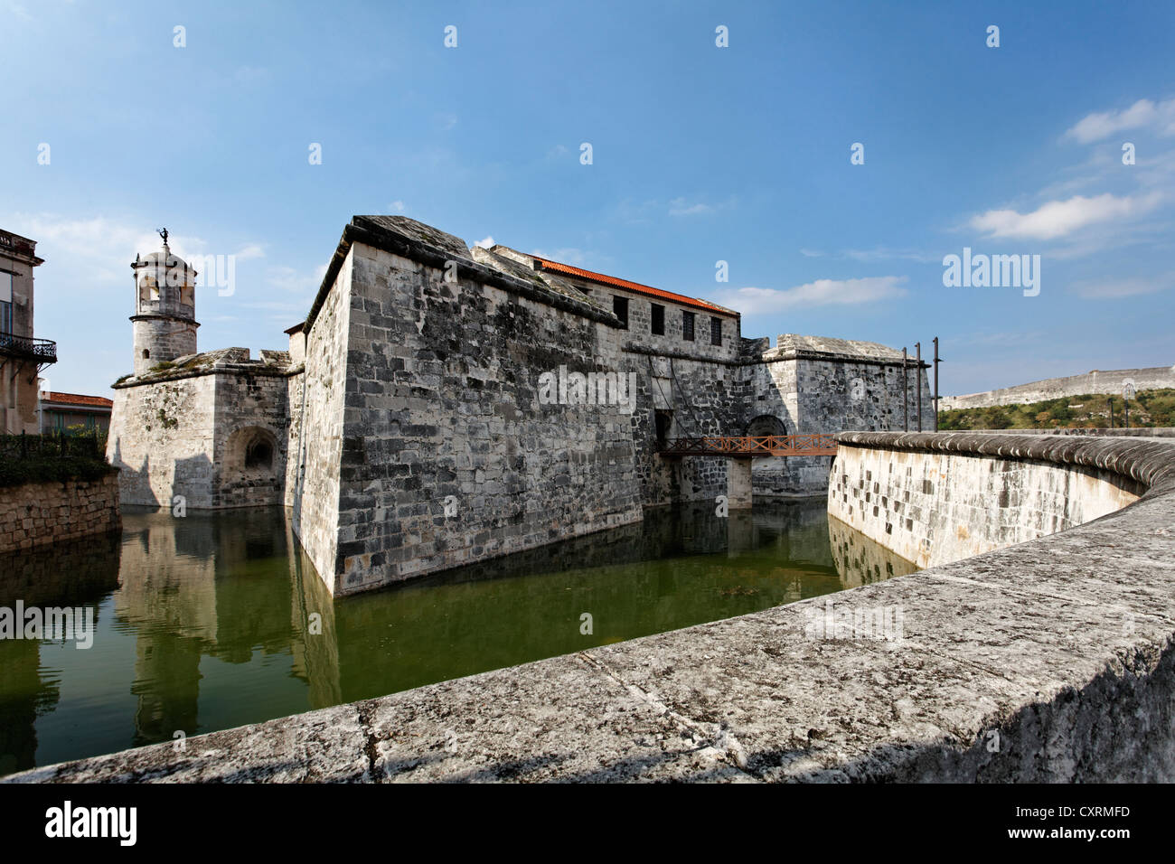 Castillo de la Real Fuerza, Spanish fortress, moat, O'Reilly Street, Villa San Cristobal de La Habana, old town, La Habana Stock Photo