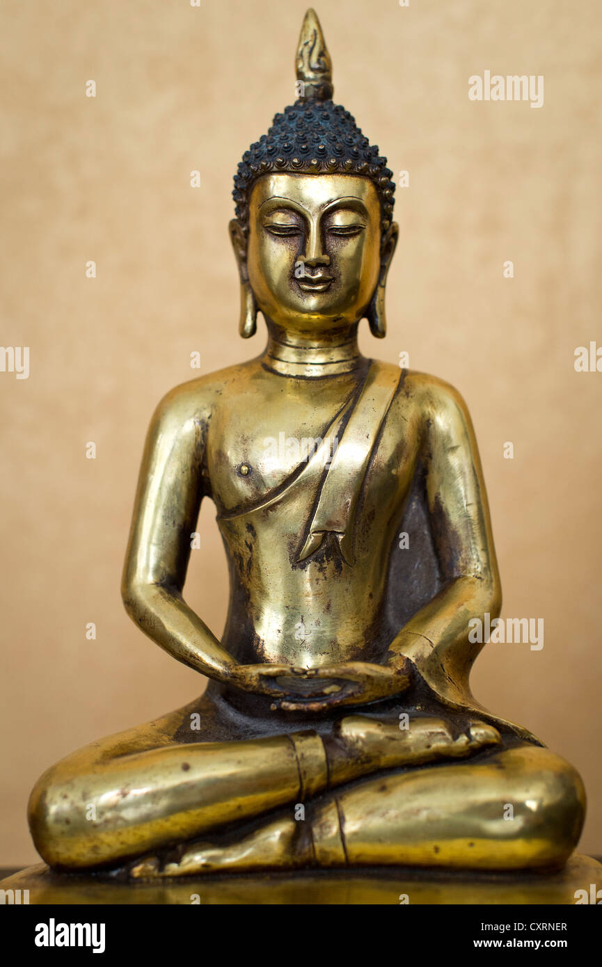 Meditating Buddha, ancient Buddha statue, 19th century, Laos Stock Photo