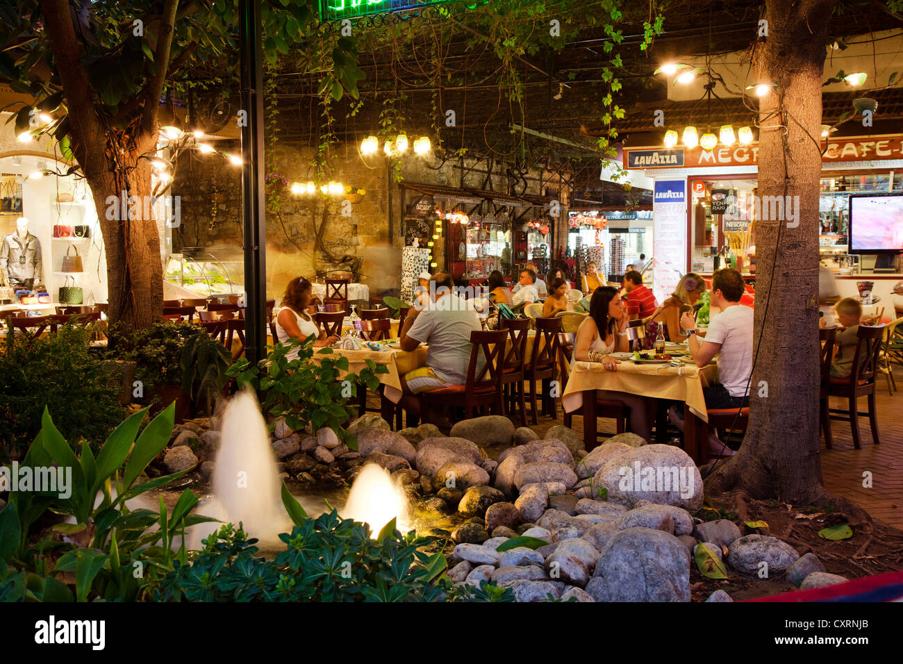 Restaurant at the bazaar of Fethiye, Lycian coast, Lycia, Turkey Stock Photo