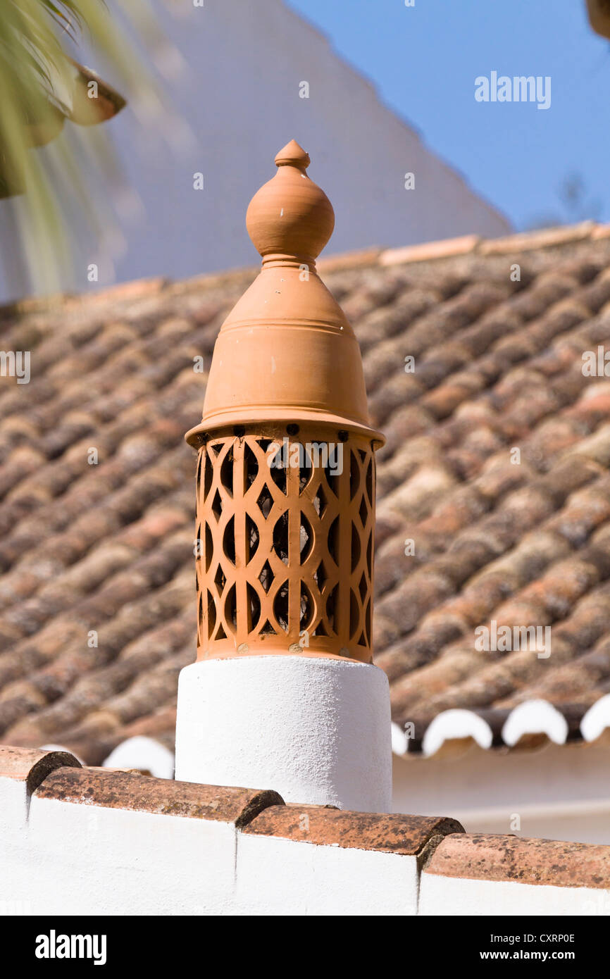 Chimney on a holiday house near Lagos, characteristic of the Algarve, Portugal, Europe Stock Photo