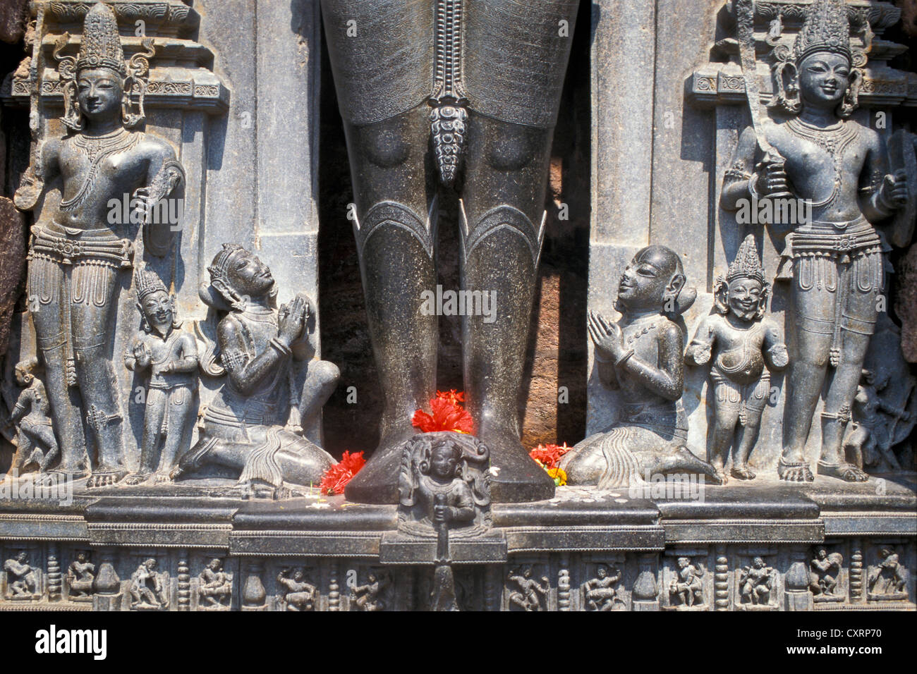 Hindu deities and statues praying, statue of the Vedic sun god Surya, Surya Temple or Sun Temple, UNESCO World Heritage Site Stock Photo