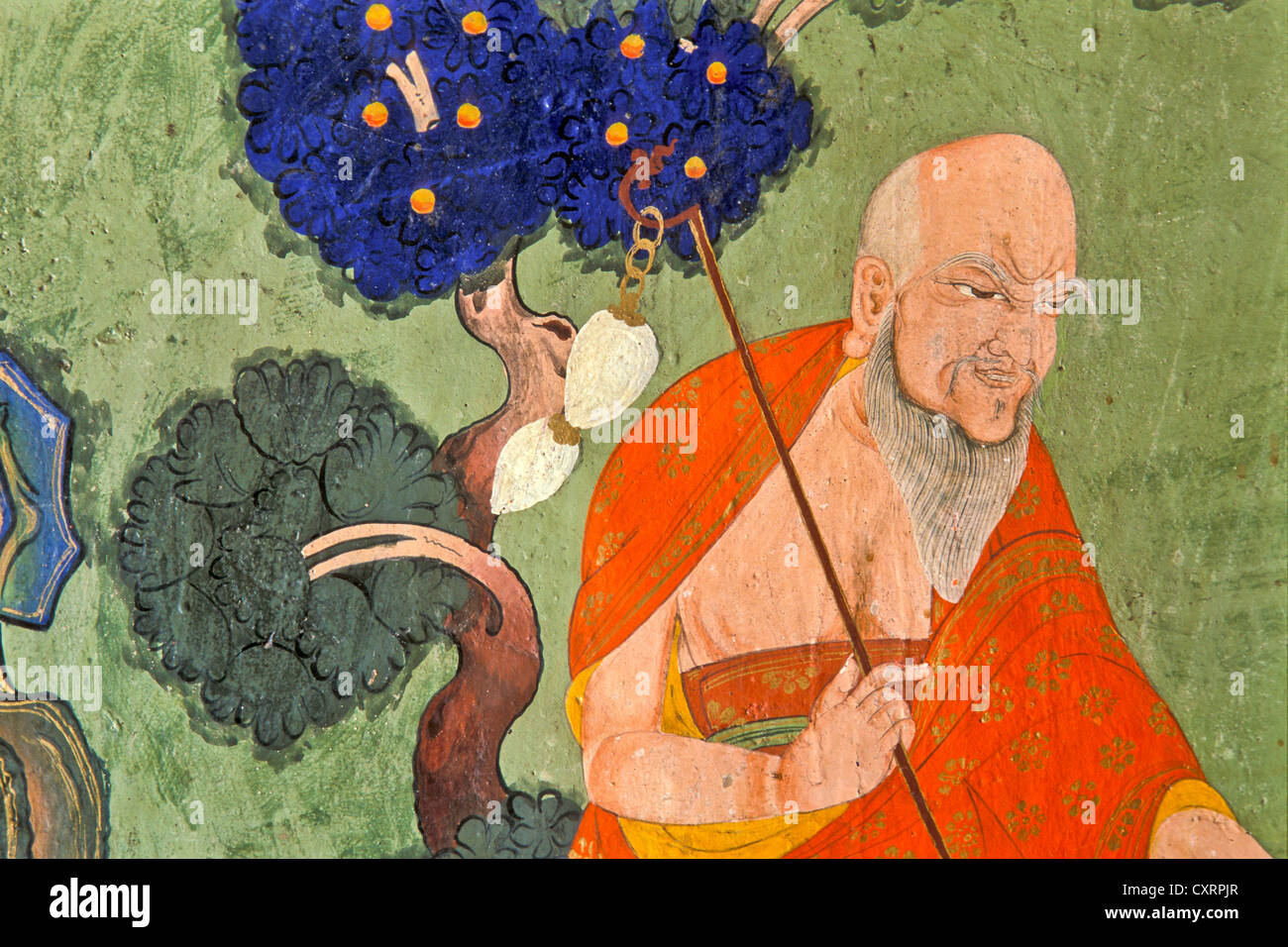 Wall painting or fresco, Tibetan Buddhist Likir Monastery, Ladakh