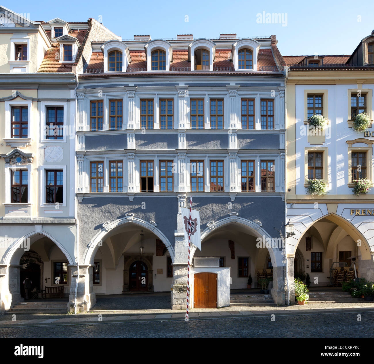 Historic residential house on Untermarkt square, arcades, Goerlitz, Upper Lusatia, Lusatia, Saxony, PublicGround Stock Photo
