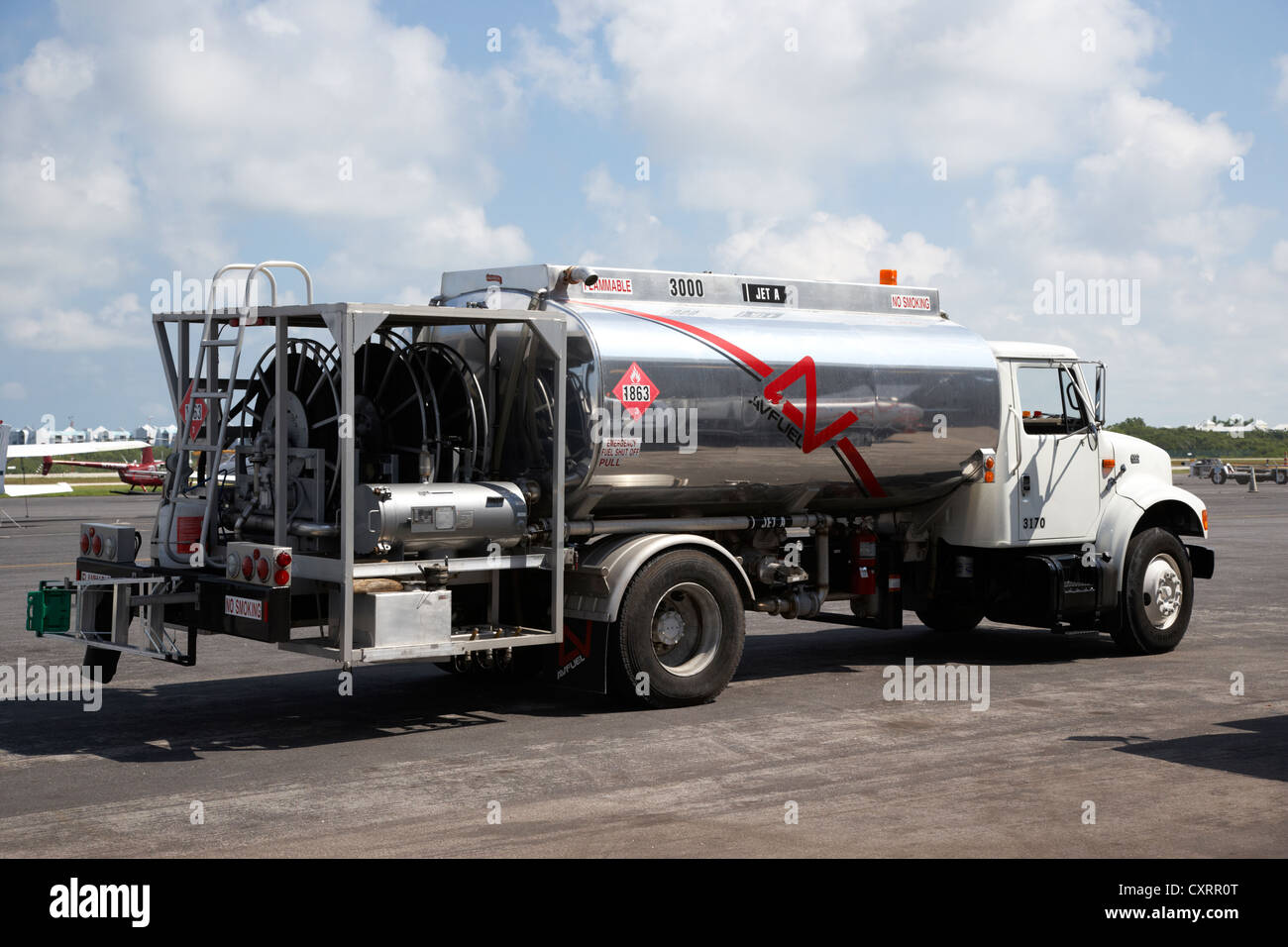 avfuel aviation fuel supply truck at small key west international airport florida keys usa Stock Photo