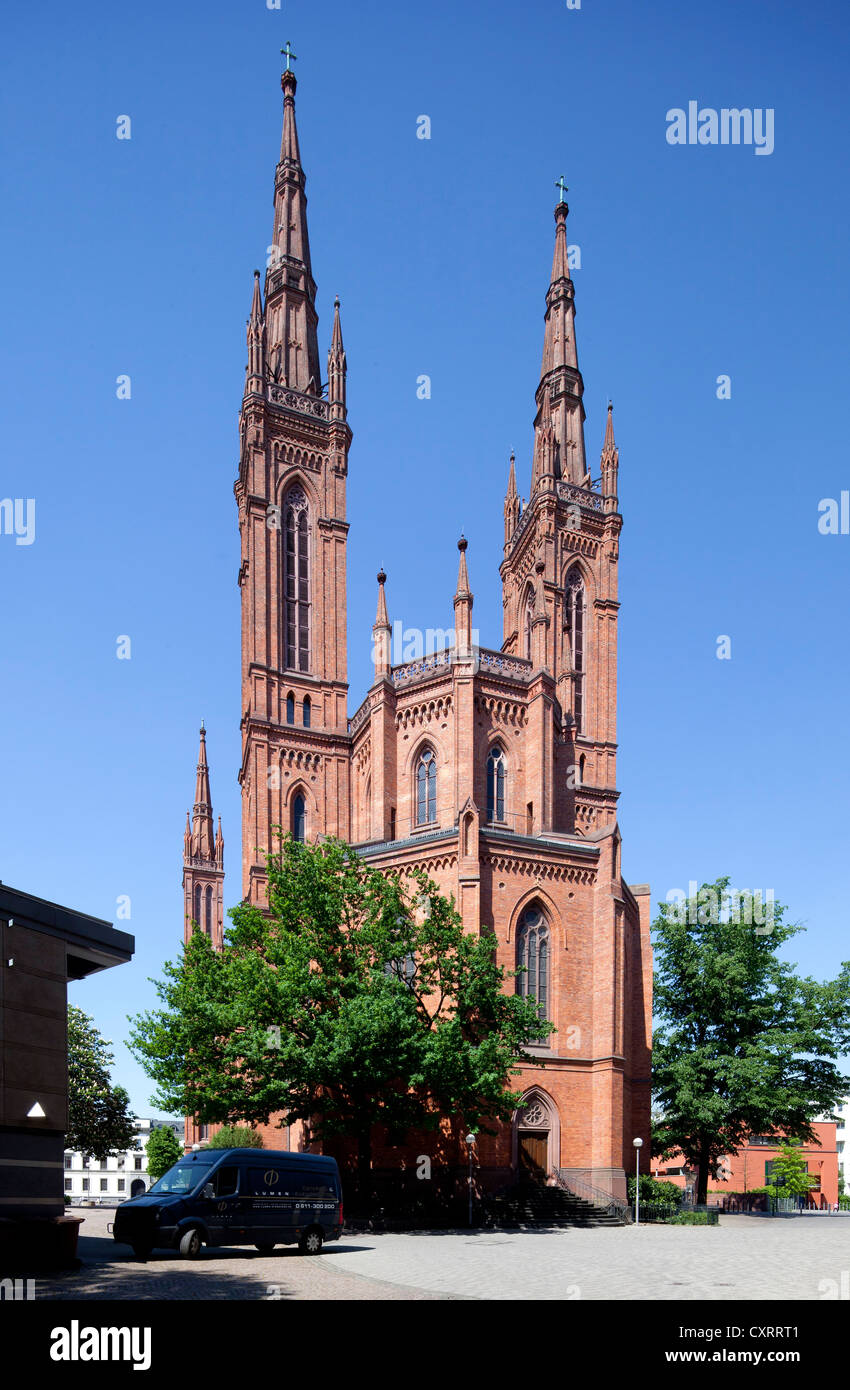 Marktkirche, Market Church or Cathedral of Nassau, Wiesbaden, Hesse, Germany, Europe, PublicGround Stock Photo