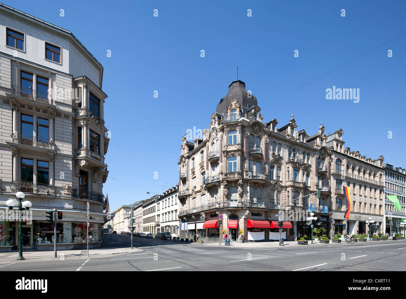 Offices and commercial properties on Wilhelmstrasse, nicknamed Rue, Wiesbaden, Hesse, PublicGround Stock Photo