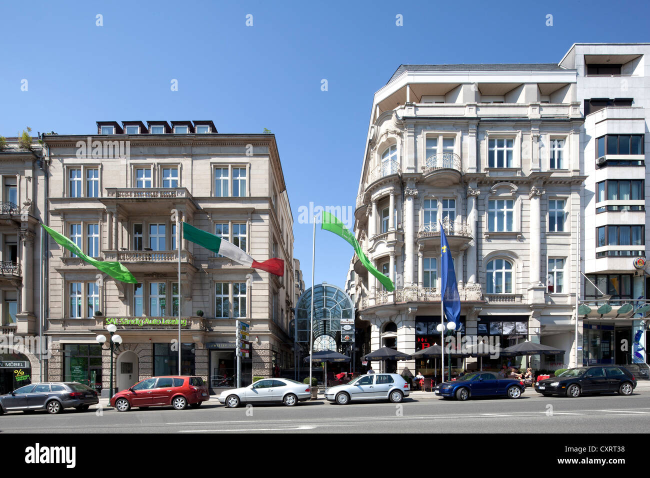 Offices and commercial properties on Wilhelmstrasse, nicknamed Rue, Wiesbaden, Hesse, Germany, Europe, PublicGround Stock Photo