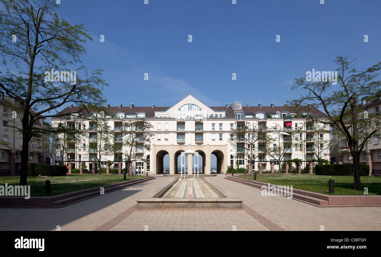 Auf dem Kaestrich residential complex, postmodernism, Mainz, Rhineland-Palatinate, PublicGround Stock Photo