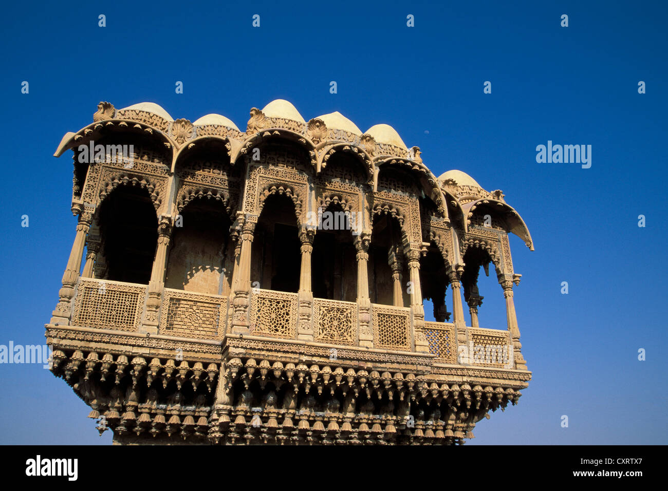 Partial view of an old Haveli, Salim Singh ki-Haveli, Jaisalmer, Rajasthan, India, Asia Stock Photo