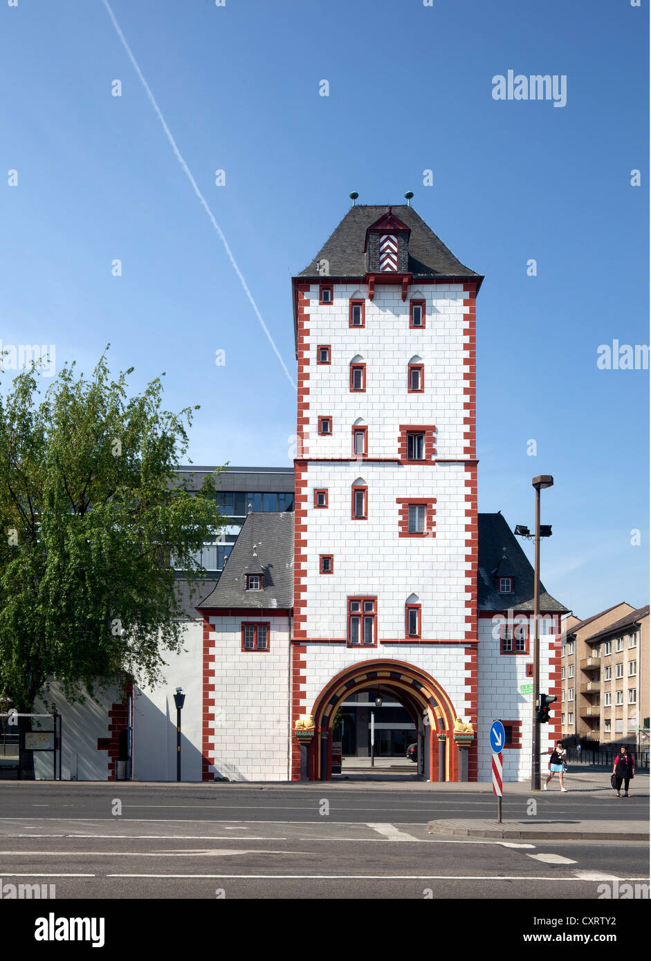 Eisenturm tower of the medieval city walls, Mainz Art Society, Mainz, Rhineland-Palatinate, Germany, Europe, PublicGround Stock Photo