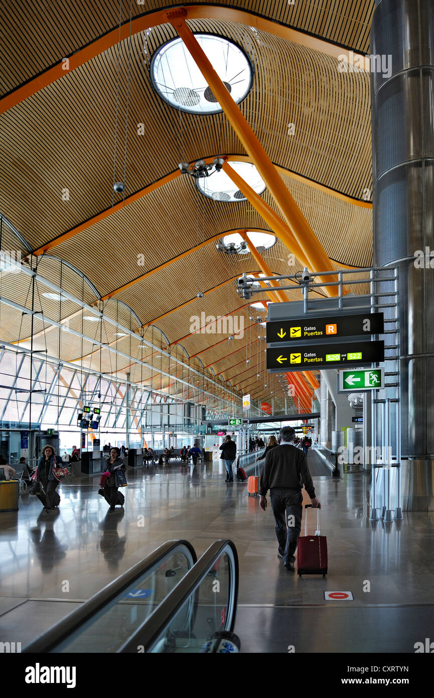 Madrid Airport, terminal with travelators and skylights, Spain, Europe Stock Photo
