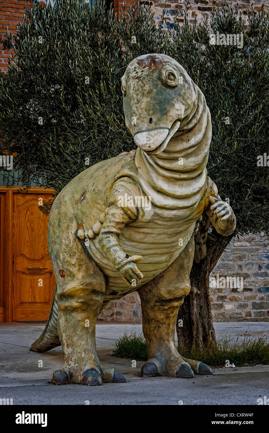 Replica of dinosaur tyrannosaurus in the village of Igea, La Rioja, Spain, Europe, Stock Photo