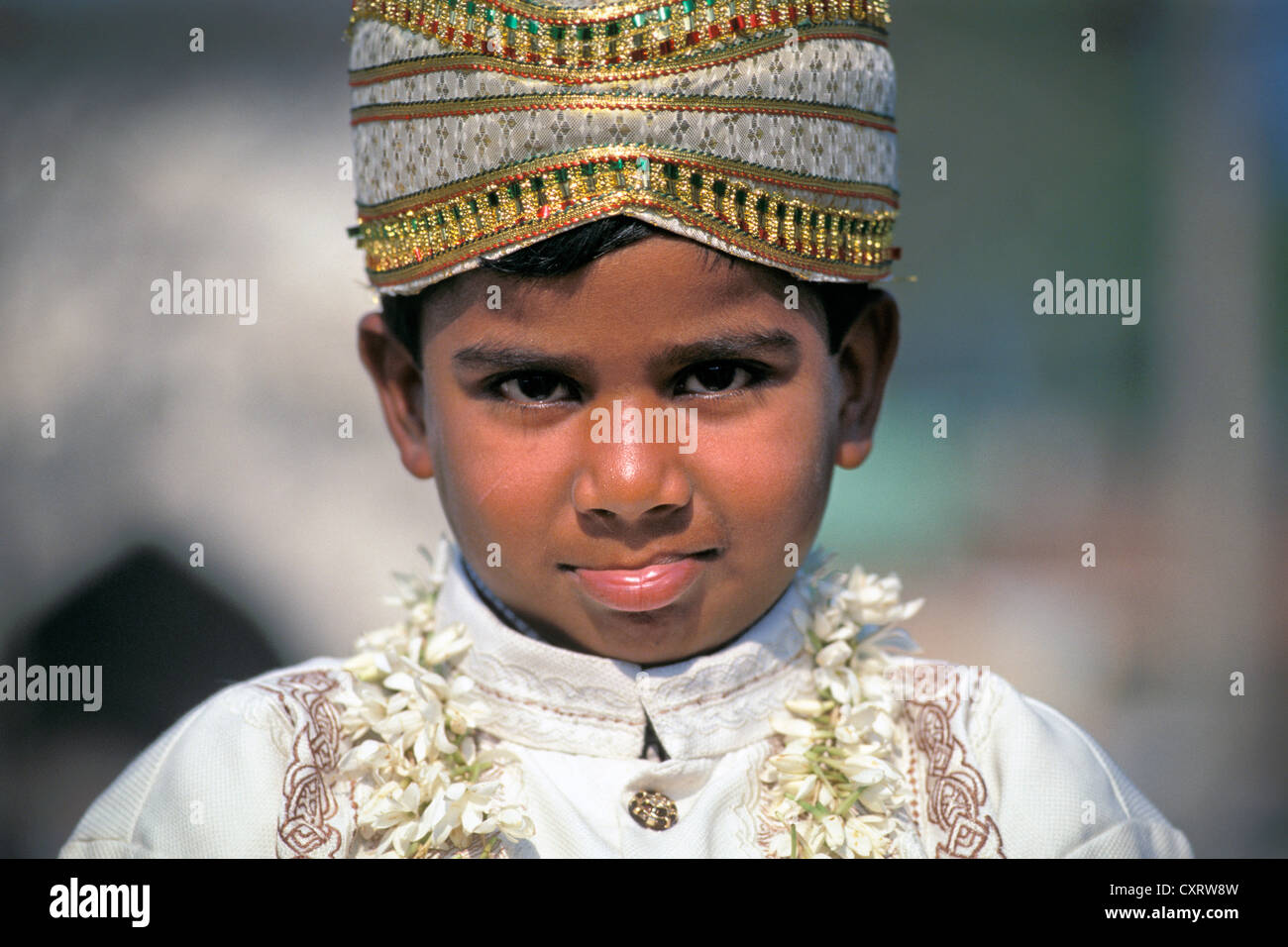 Indian boy, child-groom, wedding, Lucknow, Uttar Pradesh, India, Asia Stock Photo