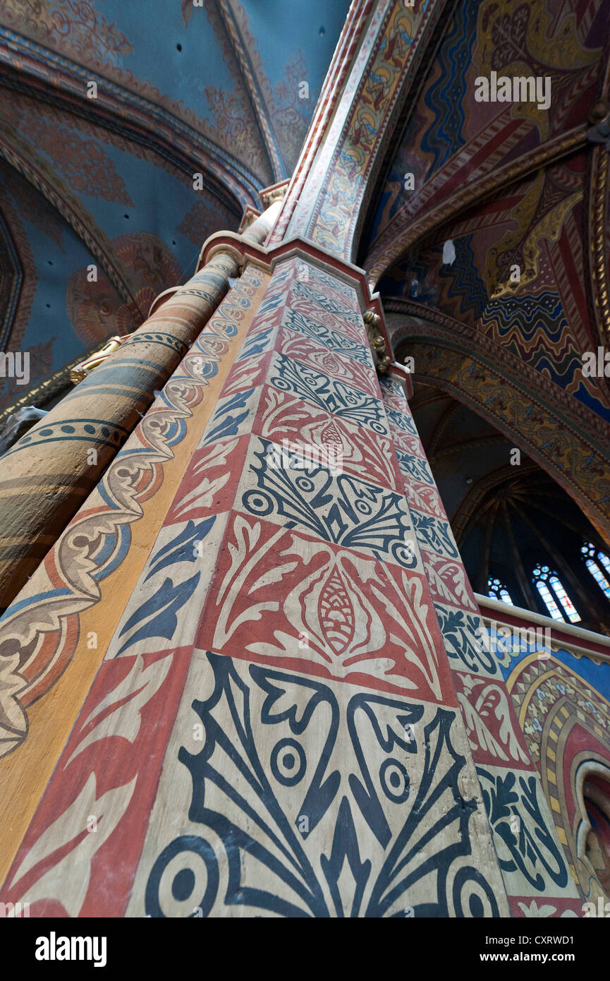 Painted pillar, Matthias Church, castle hill, Budapest, Hungary, Europe Stock Photo
