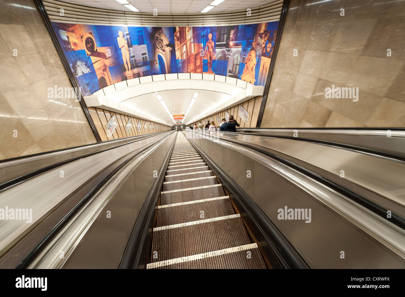 Escalators, Astoria subway station, Budapest, Hungary, Europe Stock Photo