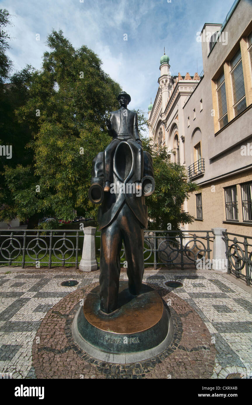 Franz Kafka statue in the old town of Prague, Czech Republic Stock