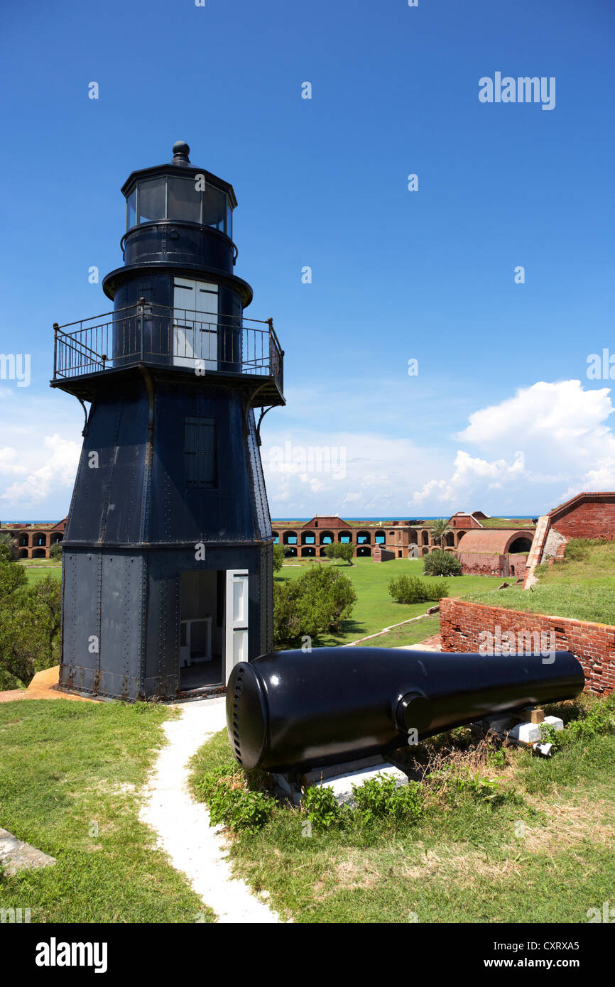 garden key lighthouse terreplein and rodman cannon on fort