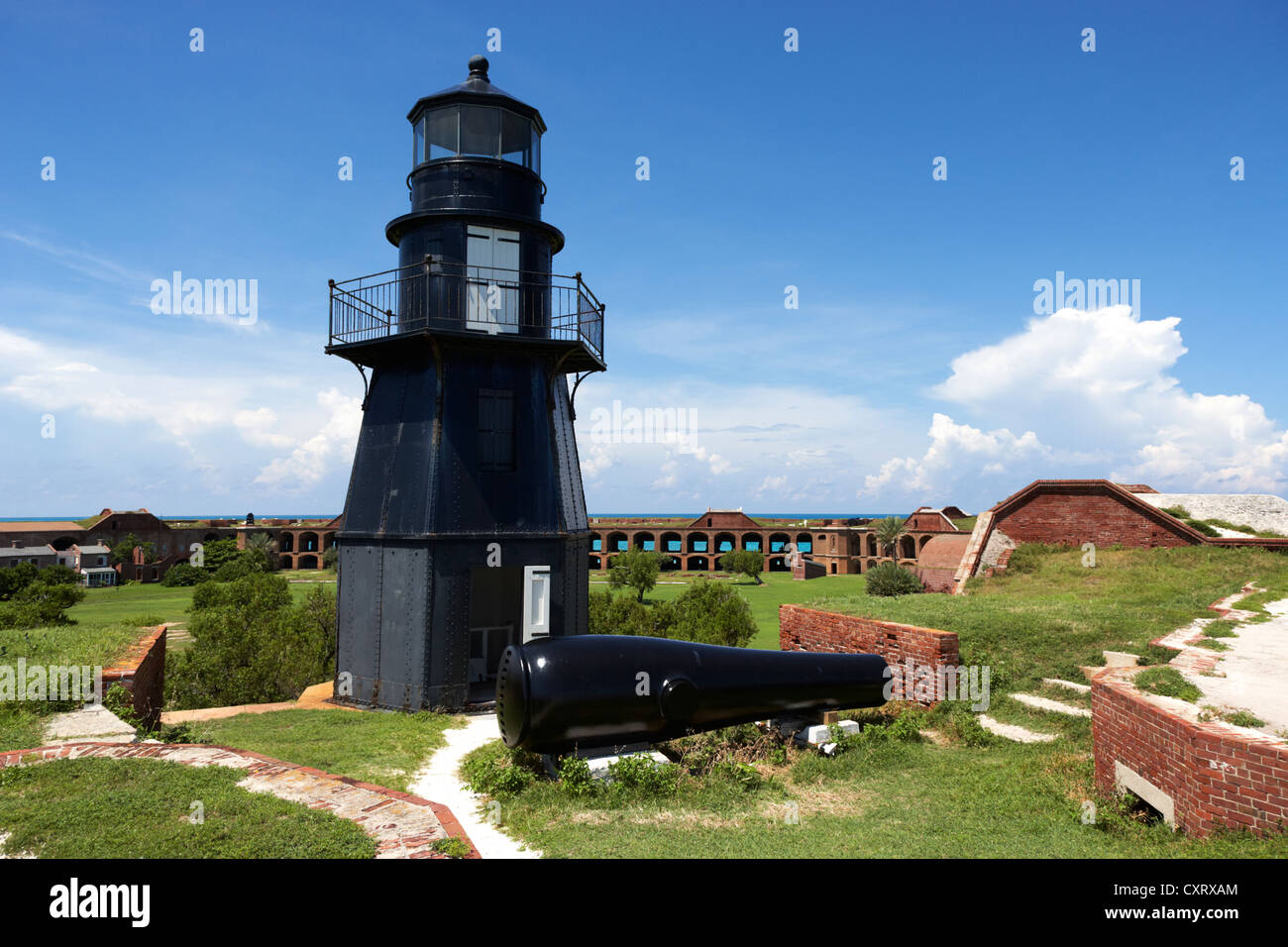 garden key lighthouse terreplein and rodman cannon on fort