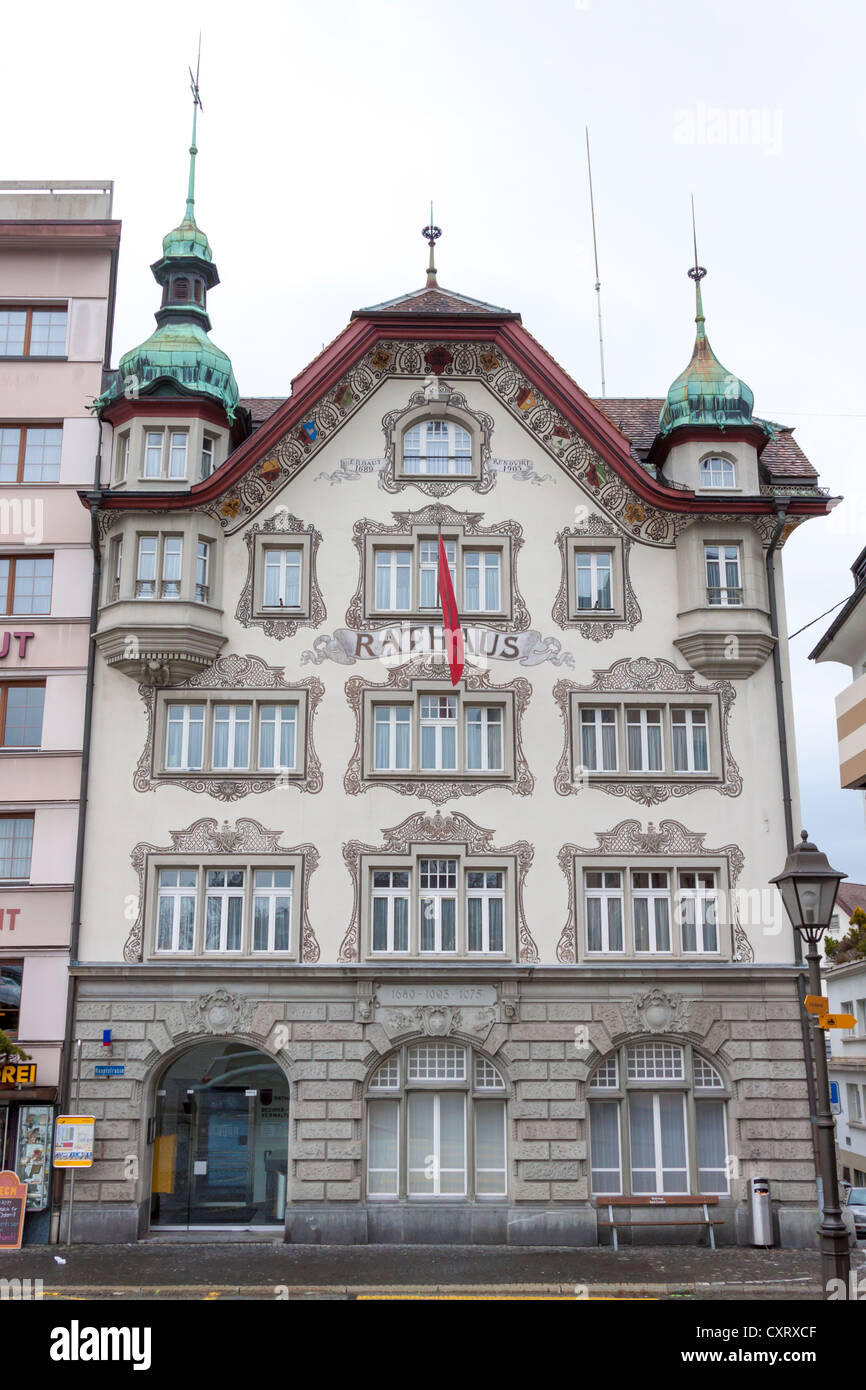Town hall, Einsiedeln, Canton of Schwyz, Switzerland, Europe Stock Photo