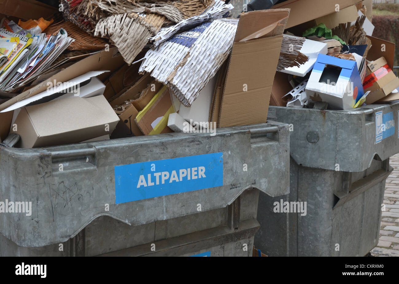 Paper recycling container, Saxony, Germany, Europe Stock Photo