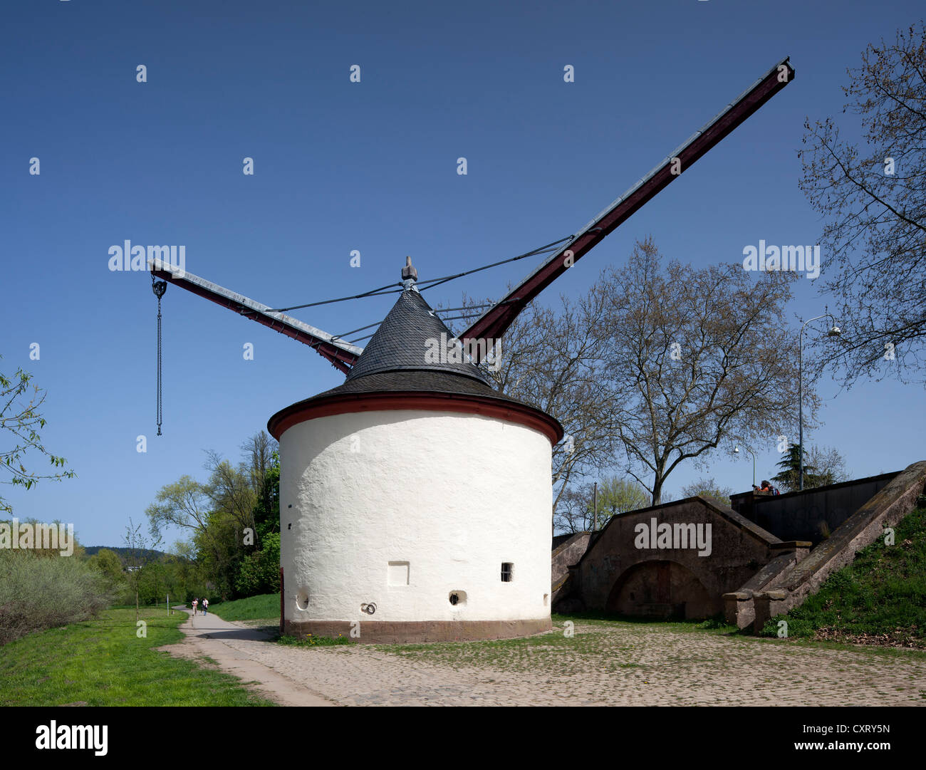 Alter Krahnen, historic old port crane on the Mosel, Trier, Rhineland-Palatinate, Germany, Europe, PublicGround Stock Photo