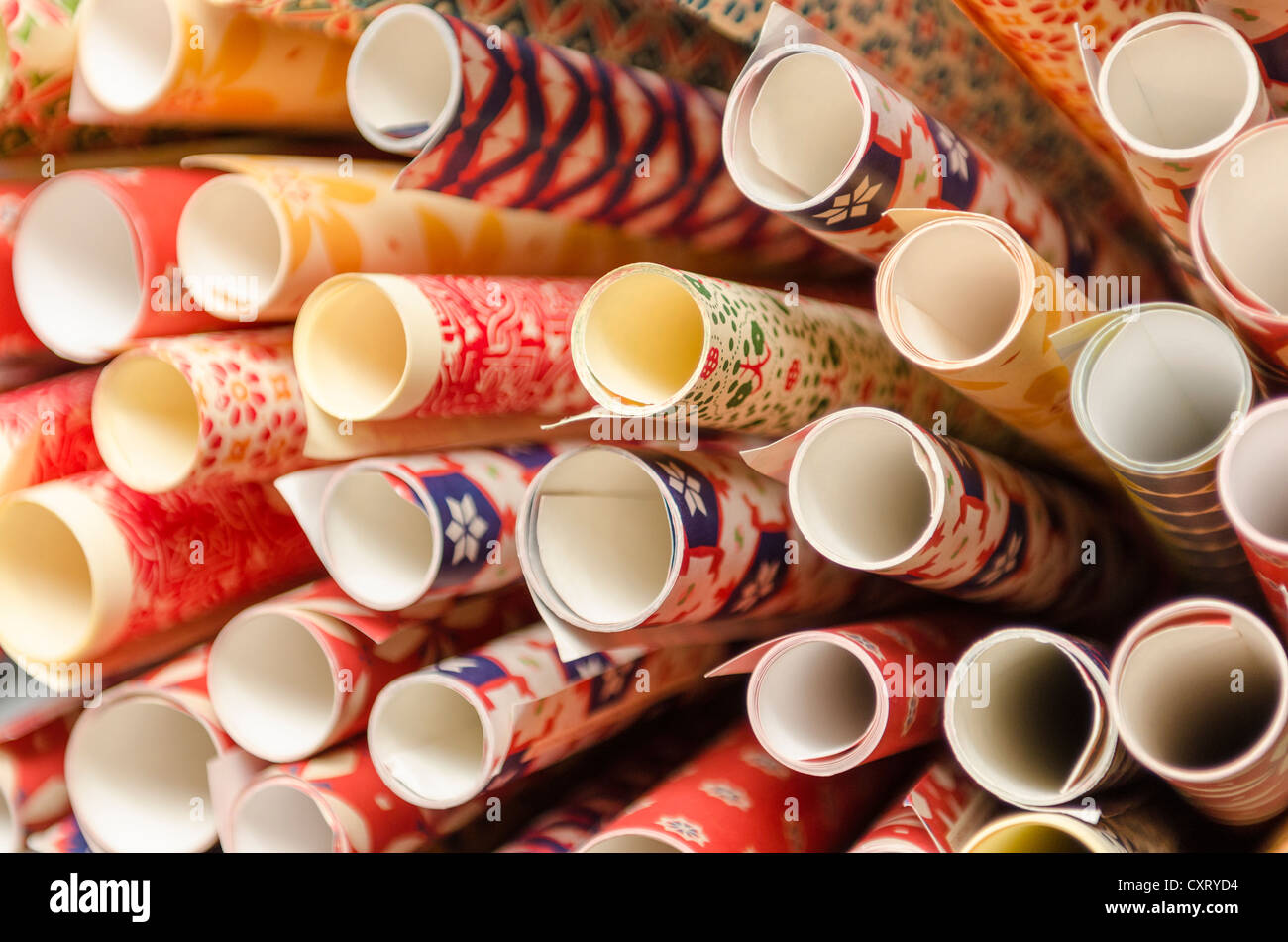 Wrapping paper, rolled and bundled Stock Photo