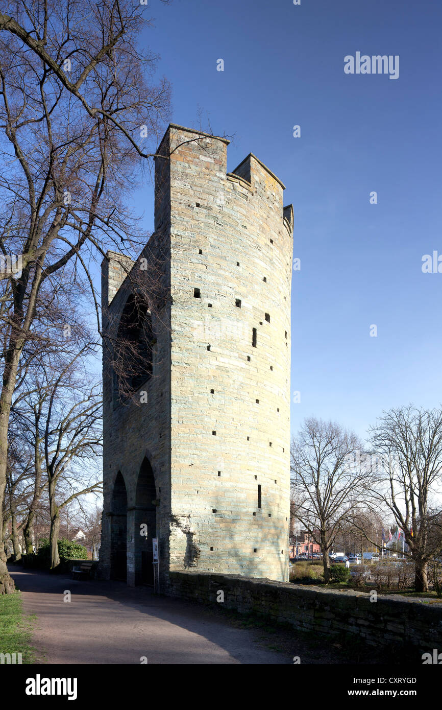 Kattenturm tower, medieval city walls, Soest, North Rhine-Westphalia, Germany, Europe, PublicGround Stock Photo