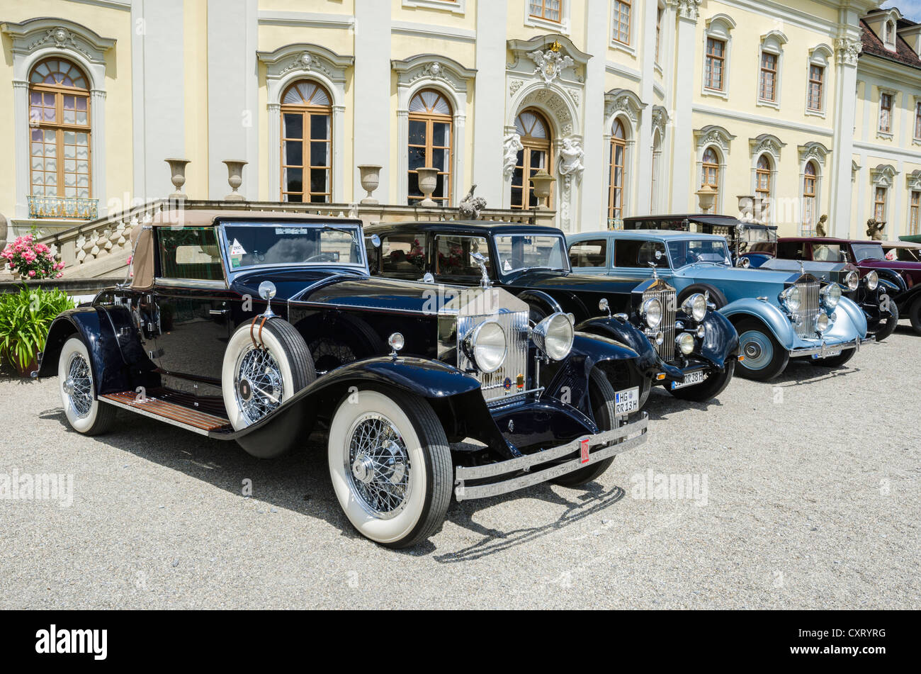 Rolls-Royce classic cars parked in front of Ludwigsburg Palace, Classics meets Barock classic car meeting, Ludwigsburg Palace, Stock Photo